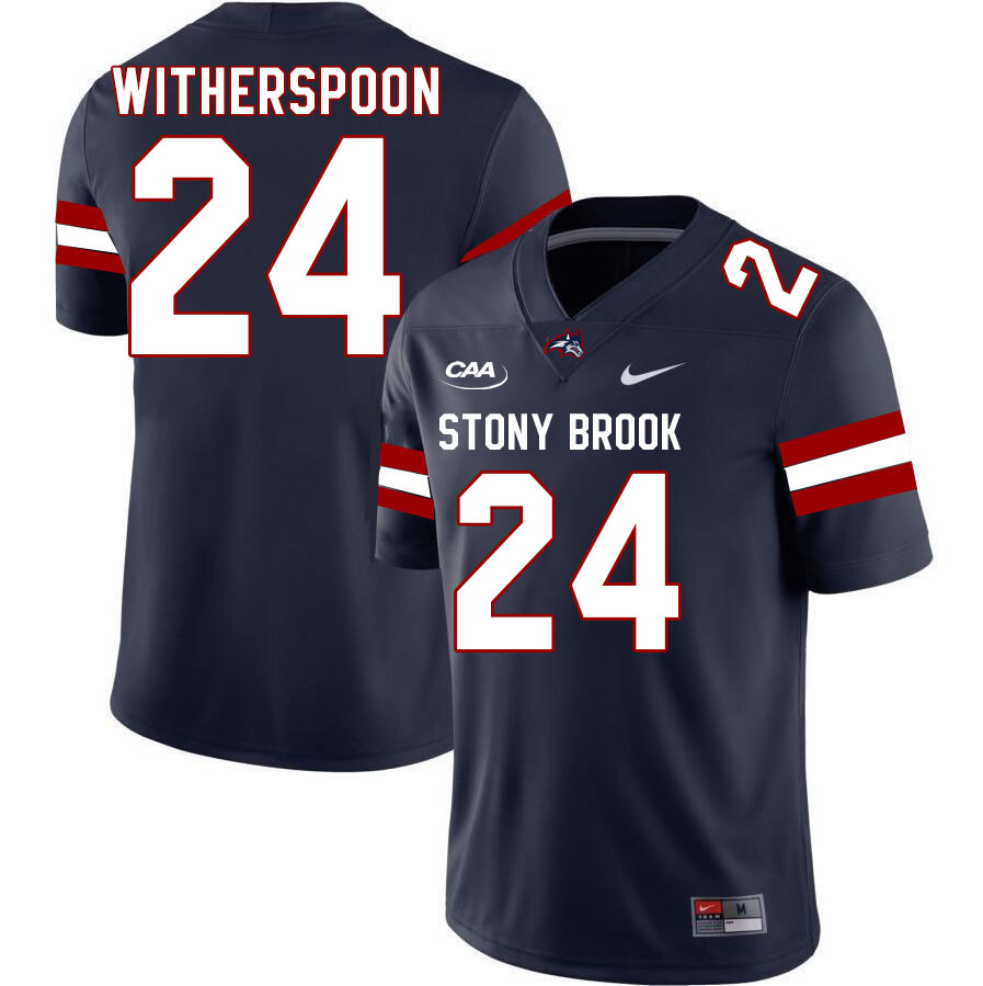 Stony Brook Seawolves #24 Jaxon Witherspoon College Football Jerseys Stitched Sale-Navy